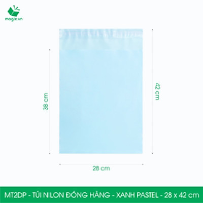 MT2DP - 28x42 cm - Túi nilon gói hàng - 200 túi niêm phong đóng hàng màu xanh pastel