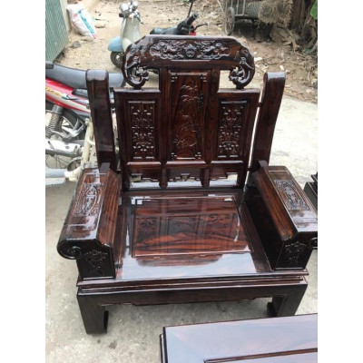 Bộ bàn ghế phòng khách âu á hộp trương voi gỗ sồi mỹ 2m2