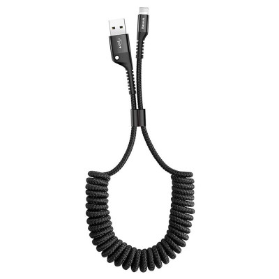 Cáp sạc nhanh 2A Baseus Fish Eye Spring dây dù dạng xoắn tiện lợi dài 1M cho iPhone/iPad ( 2 màu ) - Hàng chính hãng