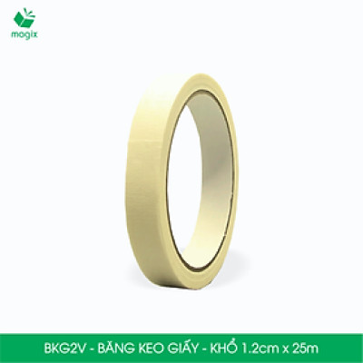 BKG2V - Block 24 cuộn băng keo giấy khổ 1.2cm x 25m - Băng dính giấy viết được, chặn màu sơn