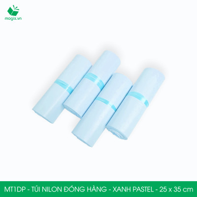 MT1DP - 25x35 cm - Túi nilon gói hàng - 300 túi niêm phong đóng hàng màu xanh pastel