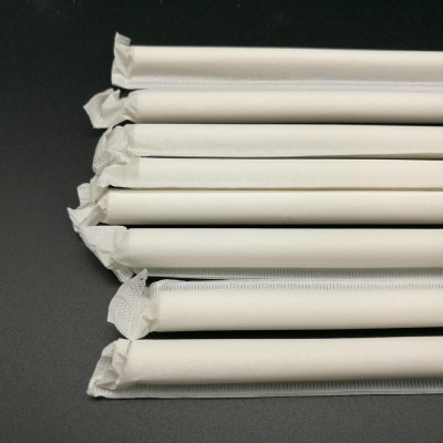 2000 ống hút giấy cao cấp Clean Paper Straw có bọc giấy- take away màu trắng (6mm x 197mm)