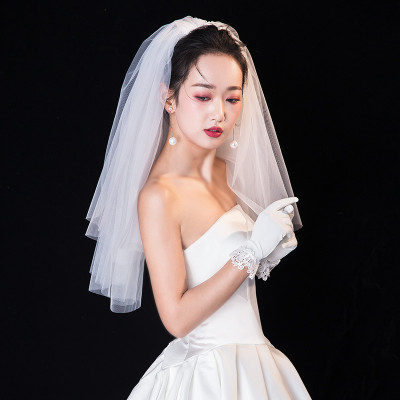 Combo Vương miện cô dâu, bông tai nụ đá và voan lúp cài tóc cô dâu ngày cưới