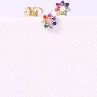 Bông tai bạc trang sức nữ mạ vàng cầu vồng hoa Gix Jewel BT20