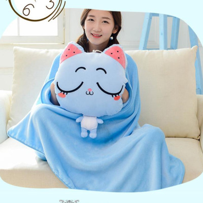 Bộ chăn gối ngủ văn phòng hình mèo chibi 3 in 1, mẫu ngẫu nhiên- hàng chính hãng