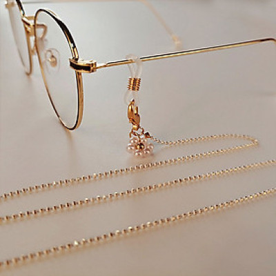 Dây đeo mắt kính xích bi tròn nhiều màu phối hoa ngọc trai điểm nhấn đẹp độc lạ handmade dây chuyền vòng cổ đeo airpod