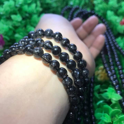 Vòng tay phong thủy Thạch Anh Tóc Đen Tự Nhiên VIP Vòng size 6,8mm đẹp quấn 3 vòng tay kiểu bóng tay đẹp xinh Hợp Nữ mệnh thủy mệnh mộc ạ