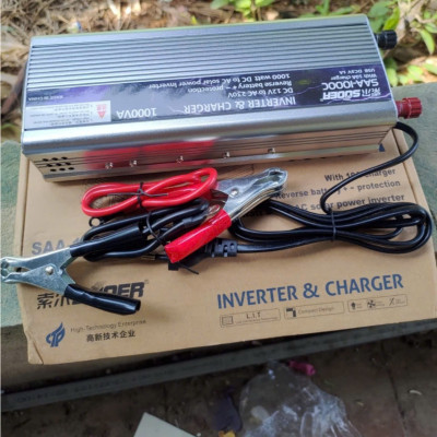 chuyển đổi điện 12v lên 220v 1000w CÔNG SUẤT ĐỦ có sạc ắc quy 10a 2IN1 dây đồng hồ