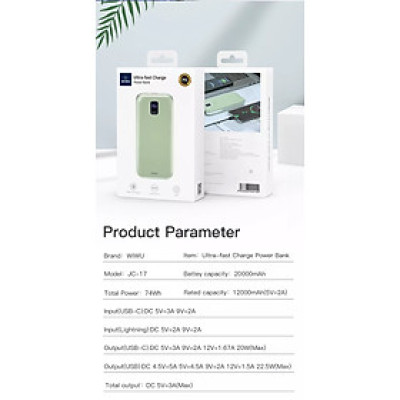 Pin dự phòng Wiwu Ultra-fast Charge JC-17 Cho Iphone Và Điện Thoại HUAWEI Đa Bảo Vệ, Sạc An Toàn Trên Máy Bay - Hàng Chính Hãng