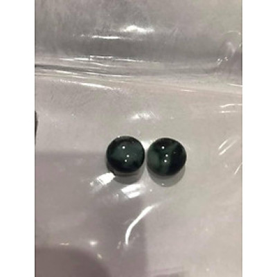 CẶP BÔNG TAI HẠT TRÒN MÀU ĐEN XANH TRẮNG VÂN ĐÁ CẨM THẠCH TỰ NHIÊN 10,8MM