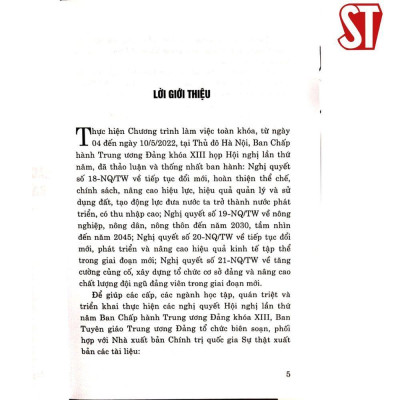 Sách - Tài Liệu Nghiên Cứu Các Văn Kiện Hội Nghị Lần Thứ Năm Ban Chấp Hành Trung Ương Đảng Khóa XIII - NXB Chính Trị Quốc Gia