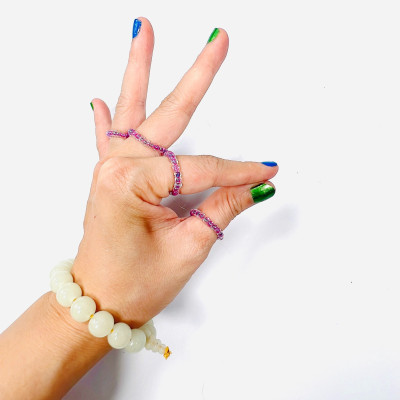 PHỤ KIỆN NỮ HANDMADE MÀU TÍM MÃ 07 DẠNG TRÒN TRONG SUỐT LẤP LÁNH