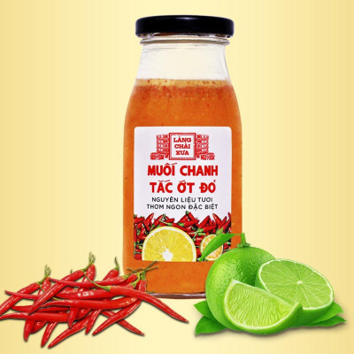 Muối ớt đỏ chanh tắc cao cấp Làng Chài Xưa, nguyên liệu tươi, thơm ngon đặc biệt, chai thủy tinh 300gr