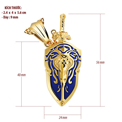 Dây chuyền nam bằng titanium đúc kiểu Bộ Khiên kiếm hình sư tử- D46