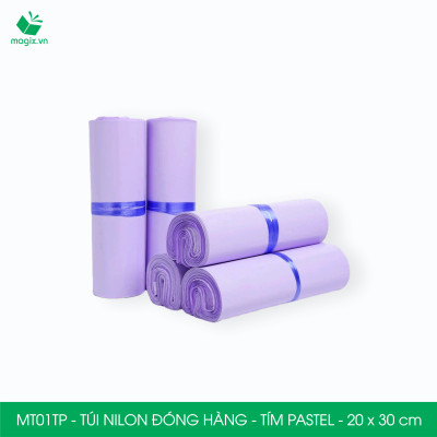 MT01TP - 20x30 cm - Túi nilon gói hàng - 100 túi niêm phong đóng hàng màu xanh pastel tím pastel