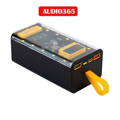 Sạc Dự Phòng 50.000MAH Trong Suốt kèm cáp sạc nhanh 4 đầu, tích hợp 4 cáp sạc, làm đèn ngủ - FTAKY Hàng Nhập Khẩu