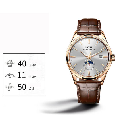 Đồng hồ nam chính hãng LOBINNI L19001-1 full box,hàng mới 100% ,kính sapphire chống nước,chống xước,dây da xịn ,kiểu dáng đơn giản ,mặt trắng đẹp