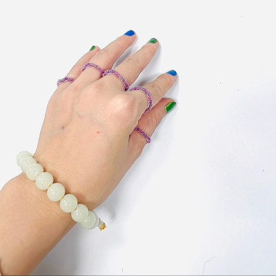 PHỤ KIỆN NỮ HANDMADE MÀU TÍM MÃ 07 DẠNG TRÒN TRONG SUỐT LẤP LÁNH