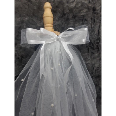 Mẫu voan lup cô dâu 60cm đính hạt trai nơ lưới chất liệu voan Mỹ hàng thủ công Sài Gòn mẫu voan cô dâu mới 4/2021 Giang