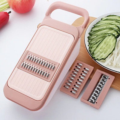 Dụng Cụ Bào Rau Củ Đa Năng Thiết Kế 3 Lưỡi Dao Cắt Kèm Hộp Đựng Thông Minh Tiện Lợi - Bào Củ Quả , Thái Thạch Sợi Trà Sữa Có Khay Đựng,Nhỏ Gọn Tiện Lợi - Hàng cao cấp
