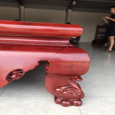 Sập Đại Chân Quỳ Dạ Cá Trơn Gỗ Hương Đỏ Nam Phi