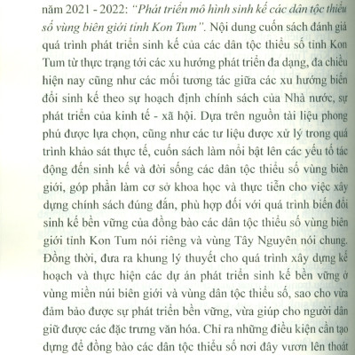 Sinh Kế Của Các Dân Tộc Thiểu Số Vùng Biên Giới Tỉnh Kom Tum (Sách chuyên khảo) - TS. Dương Thị Ngọc Bích chủ biên