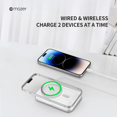 Pin Dự Phòng Không Dây MAZER MagAir16 10000mAh Smallest Có Nam Châm Từ Tính Đèn Tích Hợp Chân Đứng Bảo Hành 2 Năm Hàng Chính Hãng
