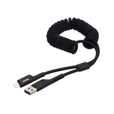 Cáp sạc nhanh 2A Baseus Fish Eye Spring dây dù dạng xoắn tiện lợi dài 1M cho iPhone/iPad ( 2 màu ) - Hàng chính hãng