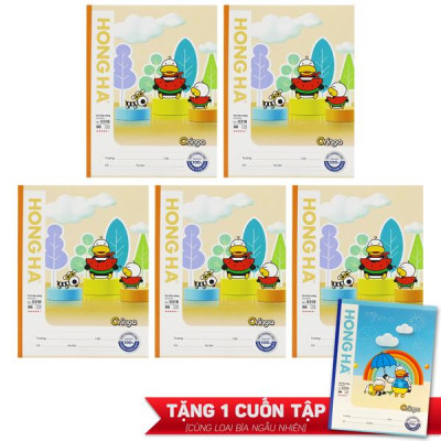 Lốc 5 Tập Học Sinh Class Oringa Fun 4 Ô Ly Vuông 96 Trang 80gsm - Hồng Hà 0318 (Mẫu Sản Phẩm Giao Ngẫu Nhiên) - Tặng Kèm 1 Cuốn Cùng Loại