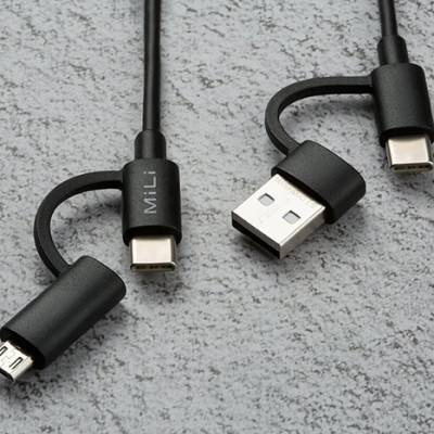 Dây Cáp Sạc 4 Trong 1 Input USB Type-C/USB-A và Output USB Type-C/Micro USB MiLi 1m - HX-L41 - Hàng Chính Hãng