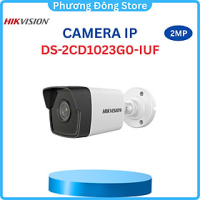 Camera IP Hikvision Trụ 2MP DS-2CD1023G0-IUF tiêu chuẩn ngoài trời IP67, tích hợp mic trên camera - Hàng Chính Hãng