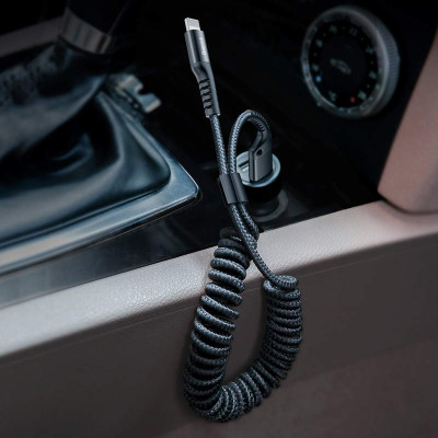 Cáp sạc nhanh 2A Baseus Fish Eye Spring dây dù dạng xoắn tiện lợi dài 1M cho iPhone/iPad ( 2 màu ) - Hàng chính hãng