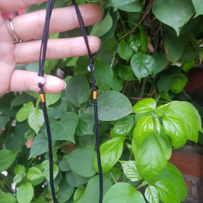 Sợi Dây ĐEN Đeo Cổ Mới Viền Họa Tiết màu Vàng 2 Bên dạng Rút đẹp Size dây dầy 3mm x dài trồng cổ Anh Chị tự chỉnh theo ý 23cm - 30cm Phối với mặt Phật, mặt dây chuyền nam nữ đeo được hết ạ
