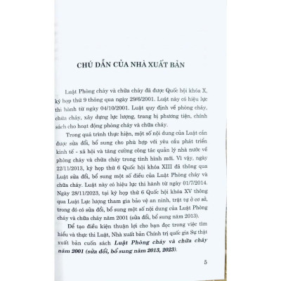 Sách - Luật Phòng Cháy Và Chữa Cháy Năm 2001 (Sửa Đổi, Bổ Sung Năm 2013, 2023) - NXB Chính Trị Quốc Gia