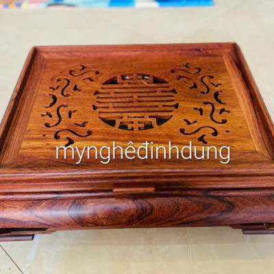Khay trà cung đình bắng gỗ hương kt 47x37x15cm