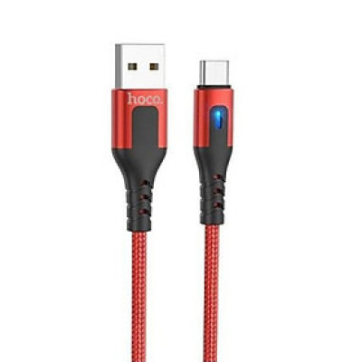 Cáp sạc nhanh 3A Hoco DU08 kết nối Type-C vải dù chống rối tích hợp đèn Led báo sạc dài 1M cho Android ( 3 màu ) - Hàng chính hãng