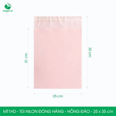 MT1HD - 25x35 cm - Túi nilon gói hàng - 200 túi niêm phong đóng hàng màu hồng đào