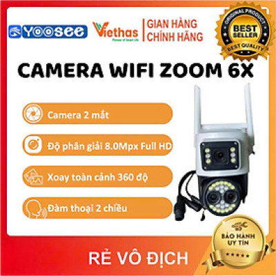 (Lỗi 1 đổi 1) Camera IP Wifi YooSee 3 Mắt PTZ 6.0MPx, Siêu Nét, Đàm Thoại 2 Chiều, Zoom 8X, Ban Đêm Màu - Hàng nhập khẩu
