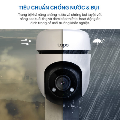 Camera WiFi Ngoài trời TP-Link Tapo C510W - Độ phân giải 2K 3MP, Đầy đủ màu ban đêm, Quay quét 360, Đàm thoại 2 chiều - HÀNG CHÍNH HÃNG