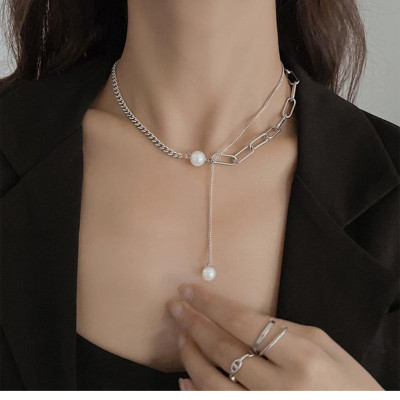Vòng cổ mix ngọc trai dây chuyền thả tua rua ngọc trai cá tính so cool