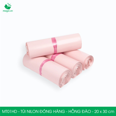 MT21HD - 32x45 cm - Túi nilon gói hàng - 200 túi niêm phong đóng hàng màu hồng đào