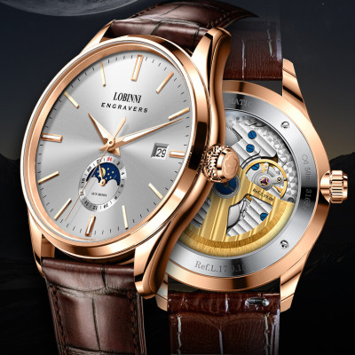 Đồng hồ nam chính hãng LOBINNI L19001-1 full box,hàng mới 100% ,kính sapphire chống nước,chống xước,dây da xịn ,kiểu dáng đơn giản ,mặt trắng đẹp
