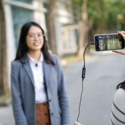 Micro Thu Âm Cài Áo Saramonic LavMicro UC Để Phỏng Vấn, Livestream, Podcast cho Điện thoại Android/ Cổng Usb-C - Hàng Chính Hãng