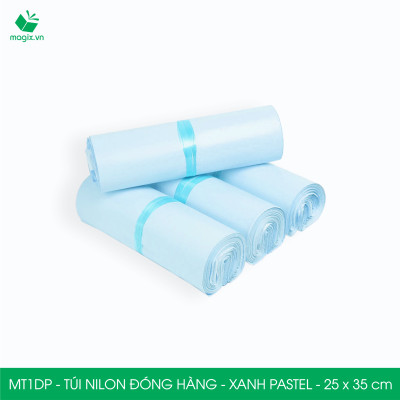 MT1DP - 25x35 cm - Túi nilon gói hàng - 300 túi niêm phong đóng hàng màu xanh pastel