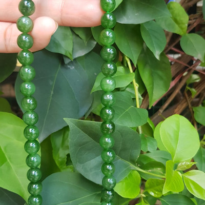Chuỗi đeo Cổ Đá Ngọc Phật tự nhiên đẹp hay ngọc bích Size hạt 8mm Màu xanh ngọc bích bóng đẹp món quà tặng ý nghĩa cho mình và người thân đeo đẹp xanh nhẹ nhàng mát xanh tươi ạ