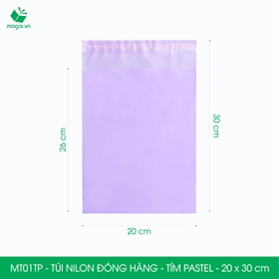 MT01TP - 20x30 cm - Túi nilon gói hàng - 100 túi niêm phong đóng hàng màu xanh pastel tím pastel