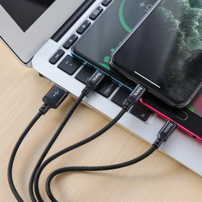 Cáp sạc nhanh 2A Hoco X14 dây tròn kết nối Type-C/Micro/iPhone dài 1M cho Smartphone ( 2 màu ) - Hàng chính hãng