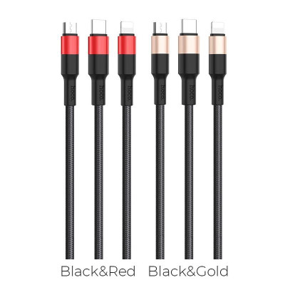 Cáp sạc nhanh 2A Hoco X26 kết nối Type-C/Micro/iPhone dây tròn tiện lợi dài 100CM cho Smartphone ( 3 màu ) -Hàng nhập khẩu (chính hãng)