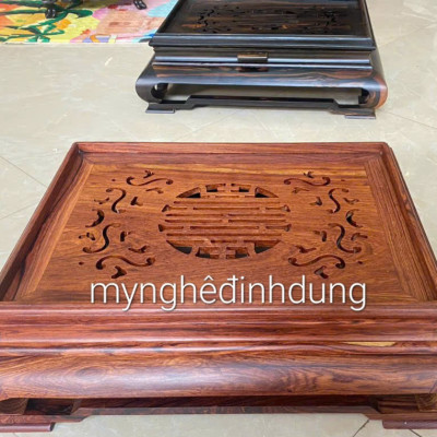 Khay trà cung đình bắng gỗ hương kt 47x37x15cm