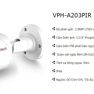 Camera hồng ngoại cảm biến PIR AHD VPH-A203PIR - Hàng chính hãng